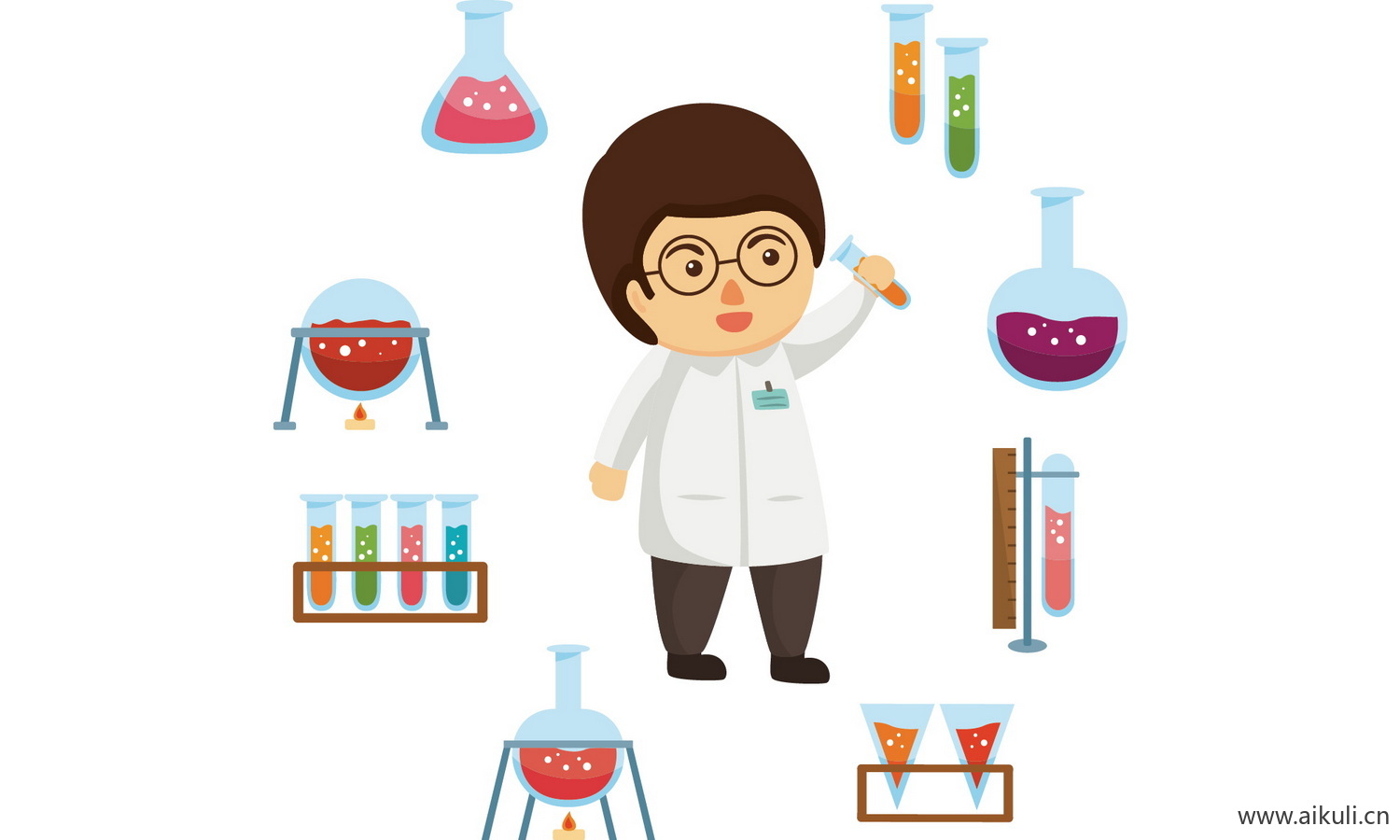 科学化学实验卡通人物化学实验设备器材化学 PNG免扣