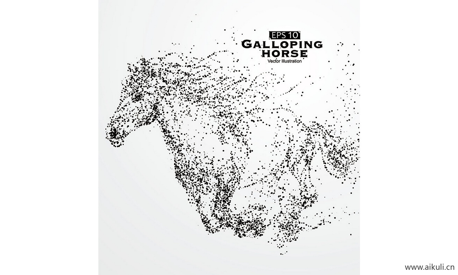 抽象体育运动粒子剪影动物骏马奔腾奔跑图案元素AI-O矢量设计素材