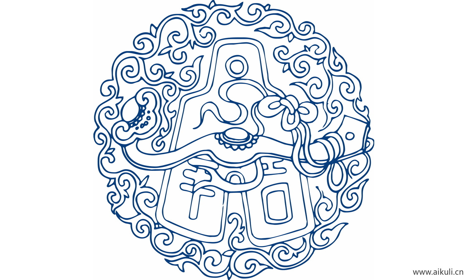 圆形青花瓷图案PNG-CE图形图案