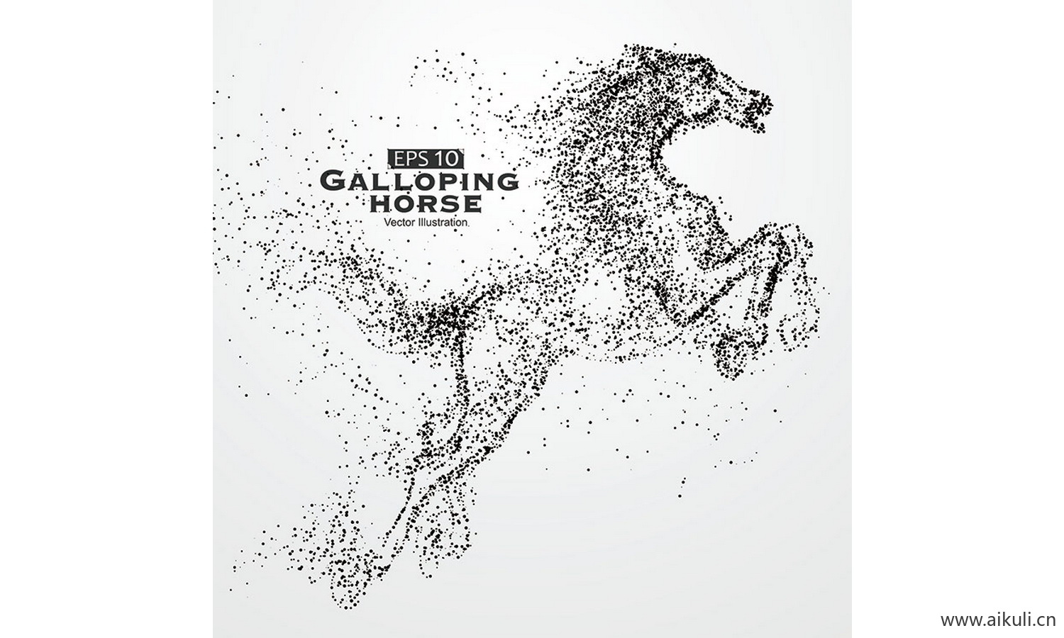 抽象体育运动粒子剪影动物骏马奔腾奔跑图案元素AI-F矢量设计素材