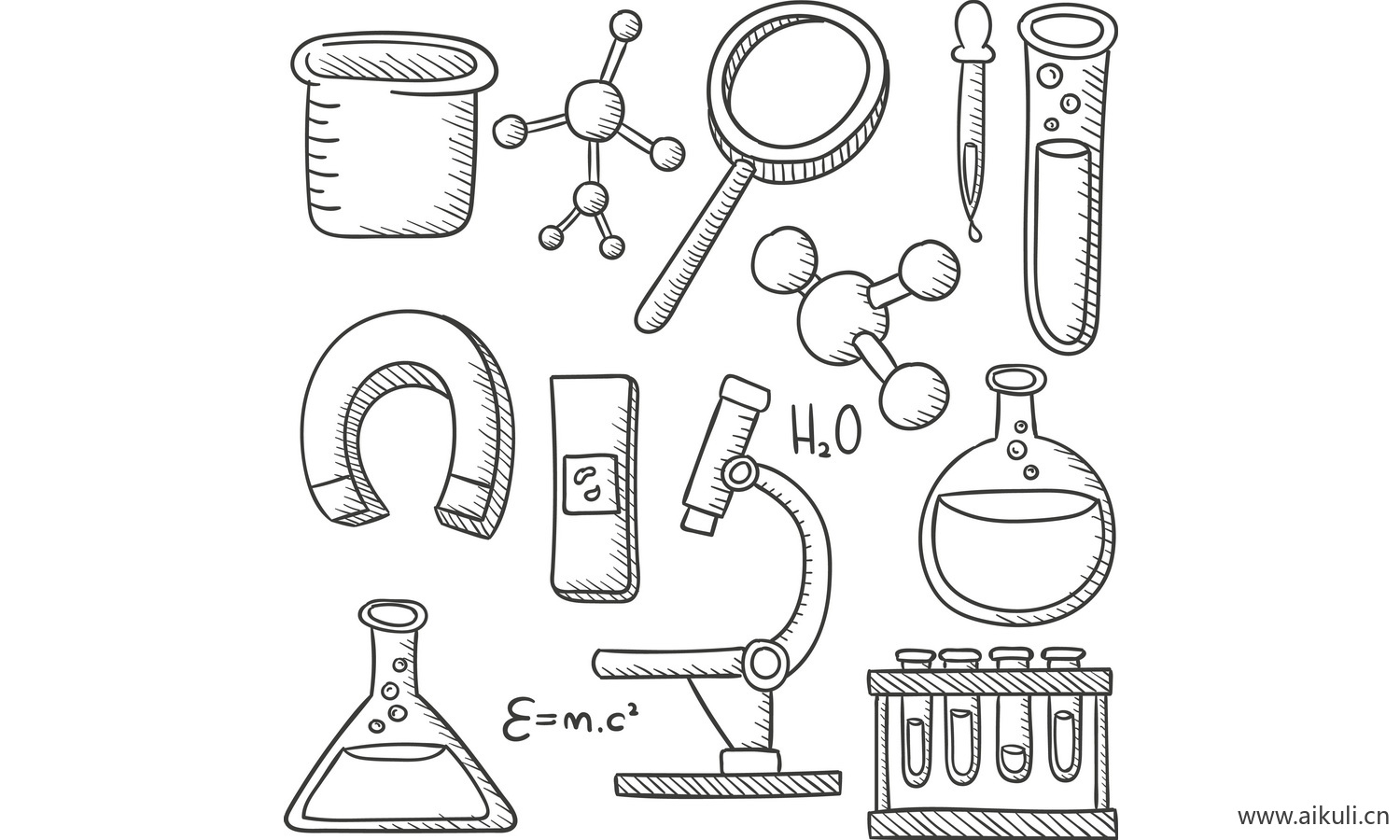 科学化学实验卡通人物化学实验设备器材化学插画PNG