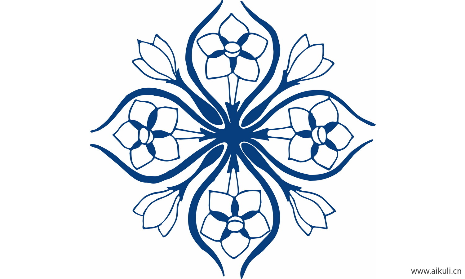 青花瓷植物图案PNG-W图形图案