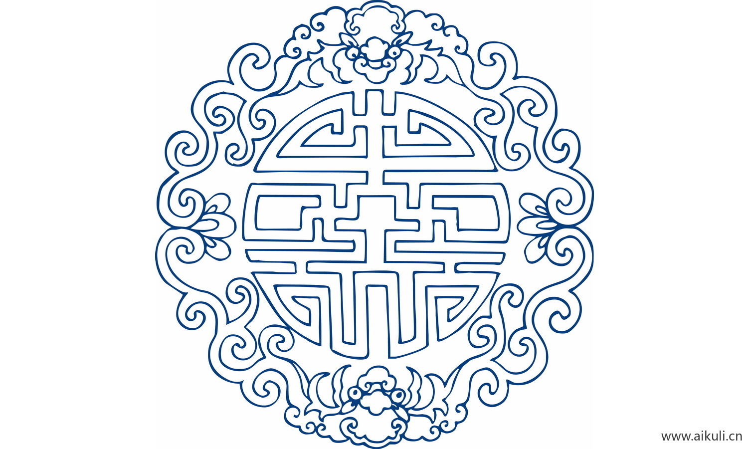 圆形青花瓷图案PNG-Y图形图案