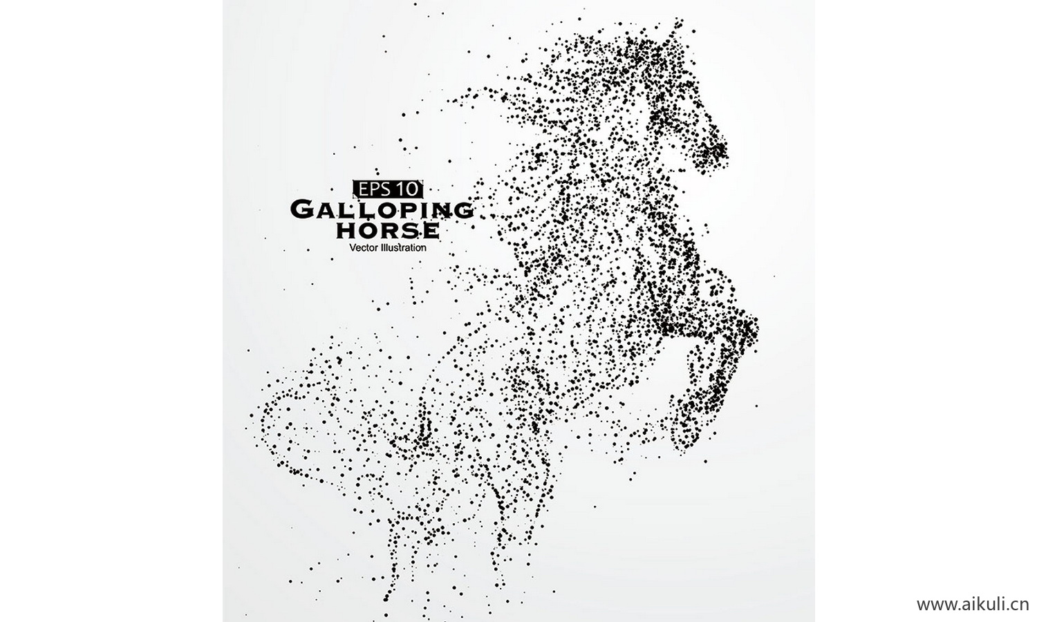 抽象体育运动粒子剪影动物骏马奔腾奔跑图案元素AI-N矢量设计素材
