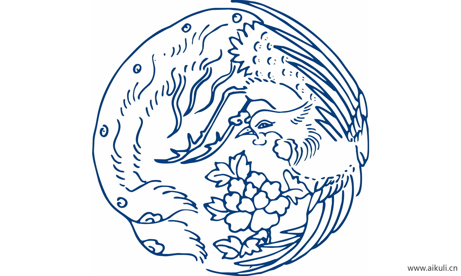 青花瓷龙凤图案PNG-T图形图案