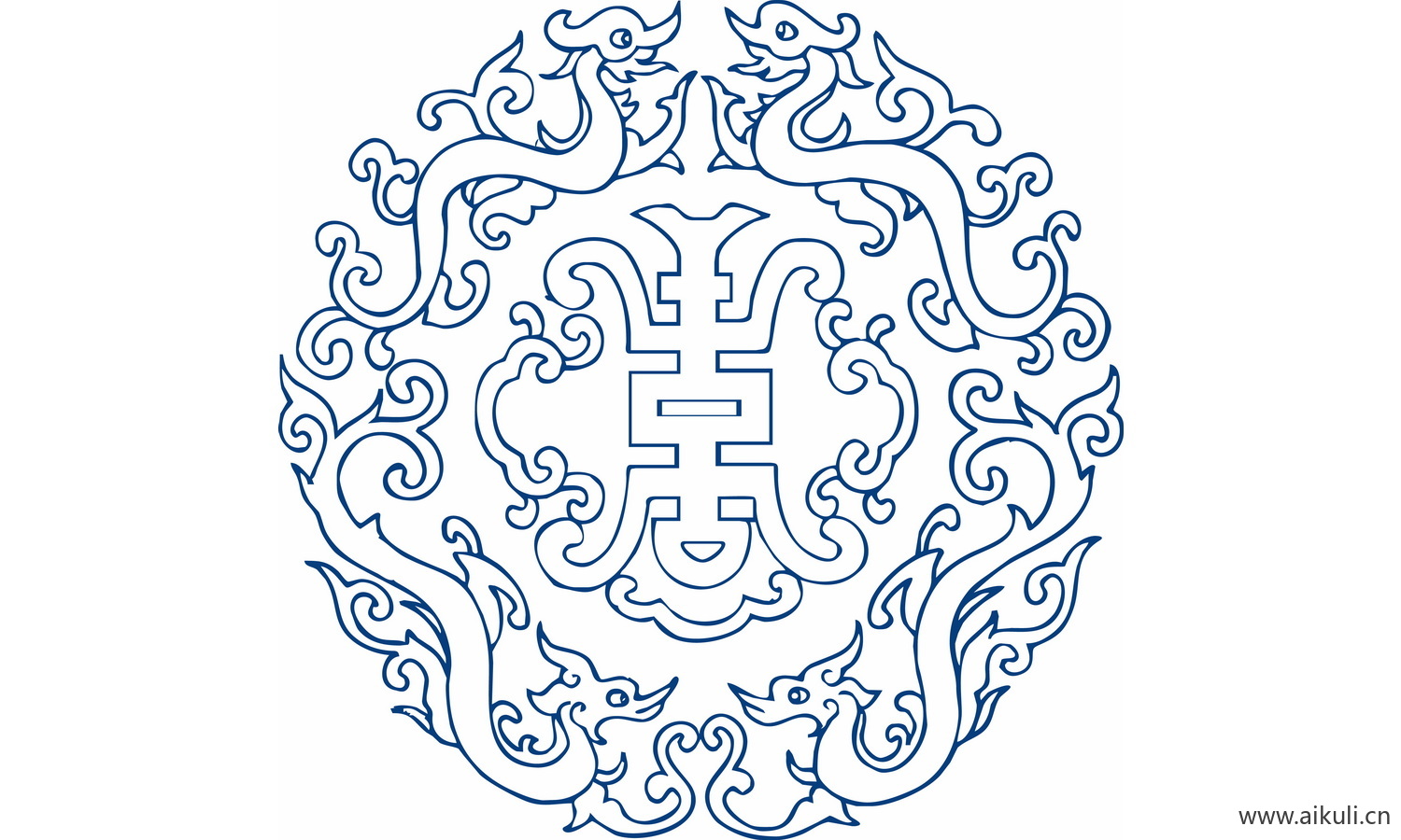 圆形青花瓷图案PNG-A图形图案