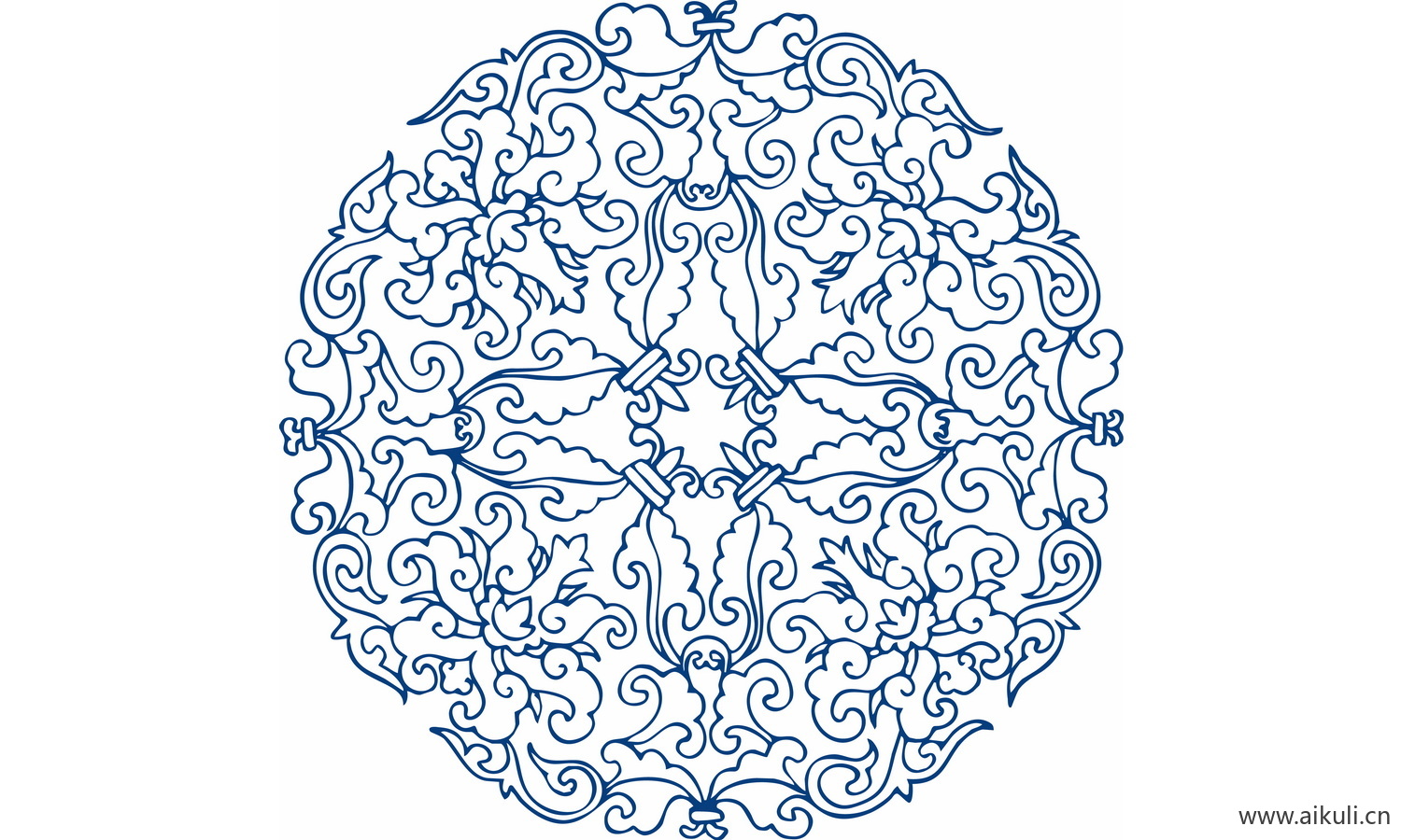 圆形青花瓷图案PNG-C图形图案