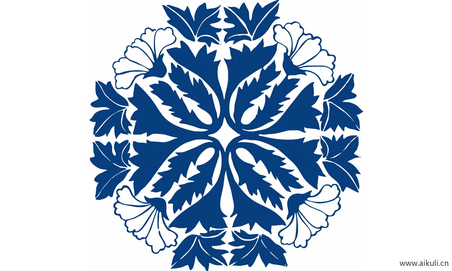 青花瓷植物图案PNG-BD图形图案