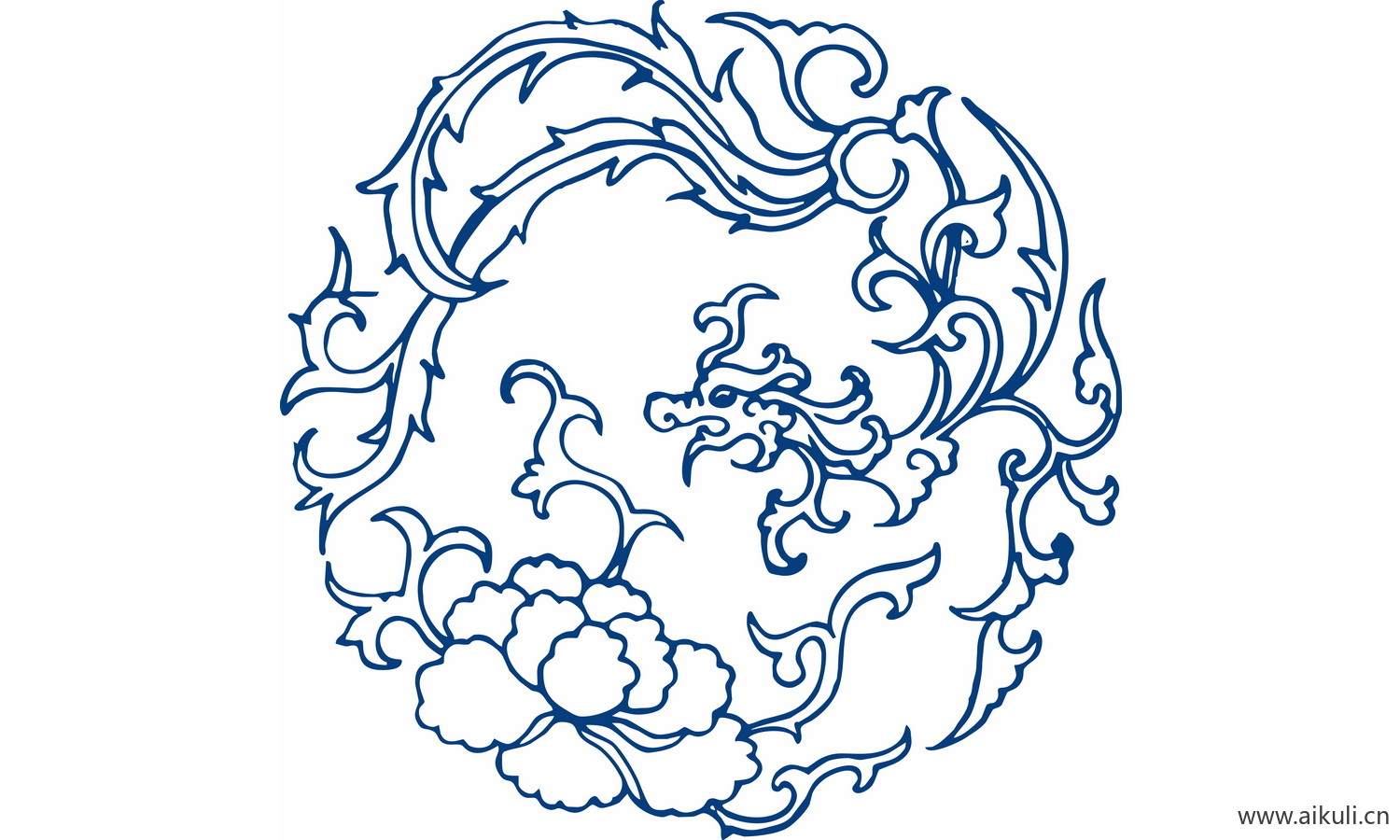 圆形青花瓷图案PNG-BK图形图案