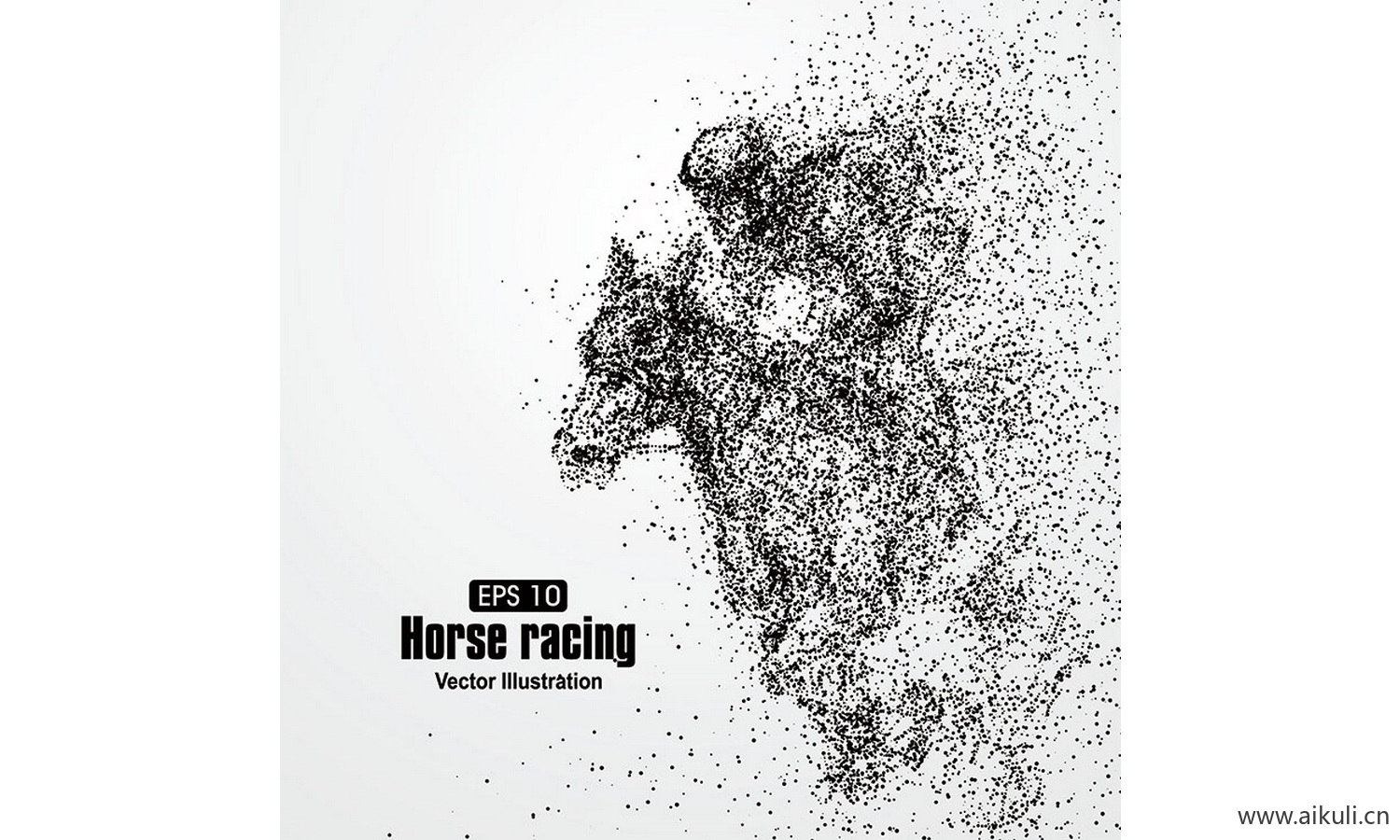 抽象体育运动粒子剪影动物骏马奔腾奔跑图案元素AI-C矢量设计素材