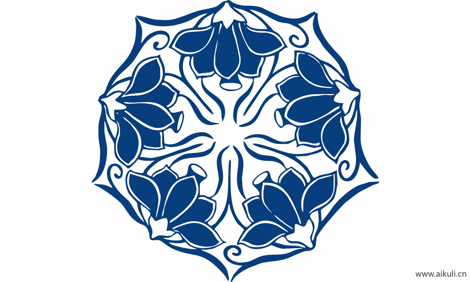 青花瓷植物图案PNG-BI图形图案