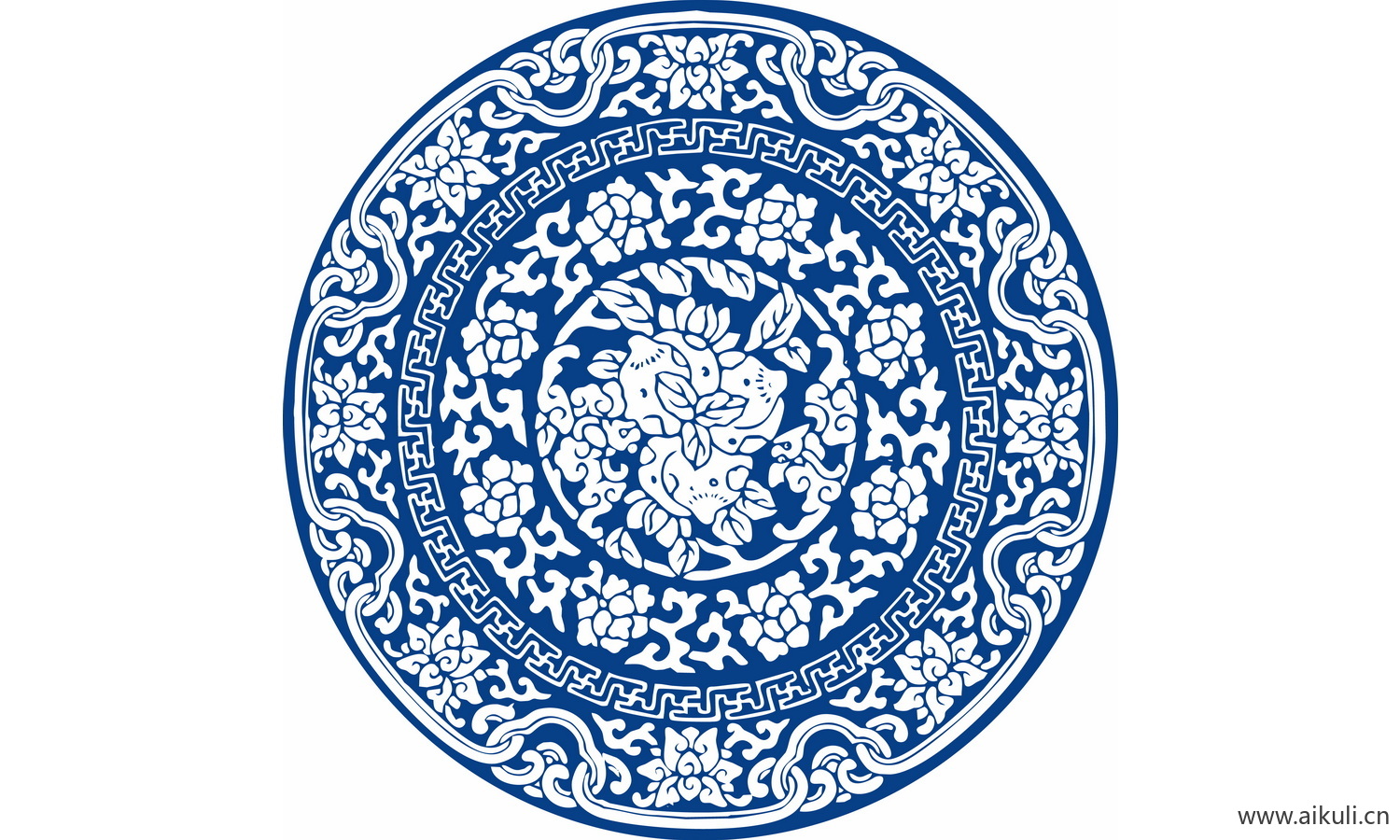 圆形青花瓷图案PNG-BQ图形图案