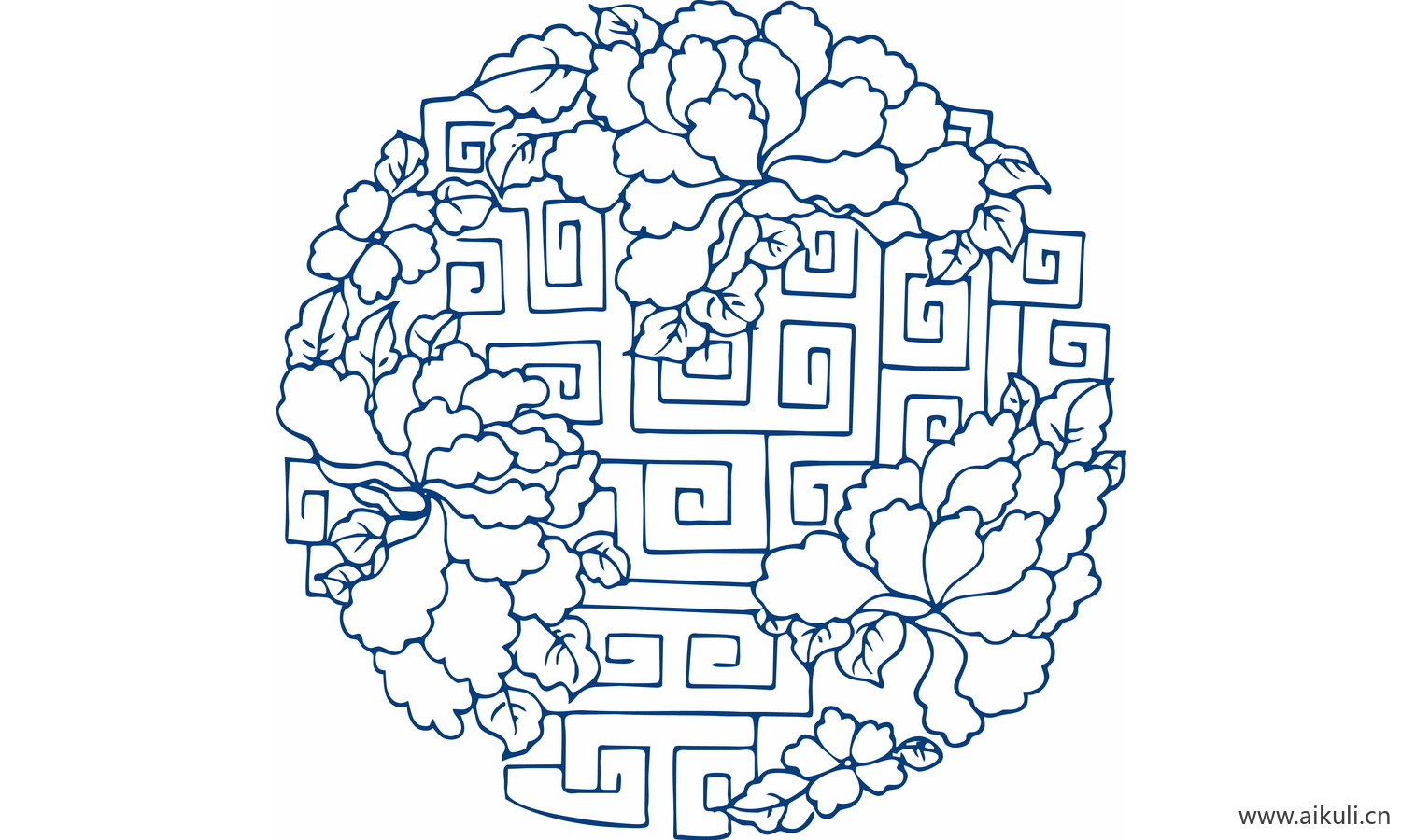 圆形青花瓷图案PNG-U图形图案