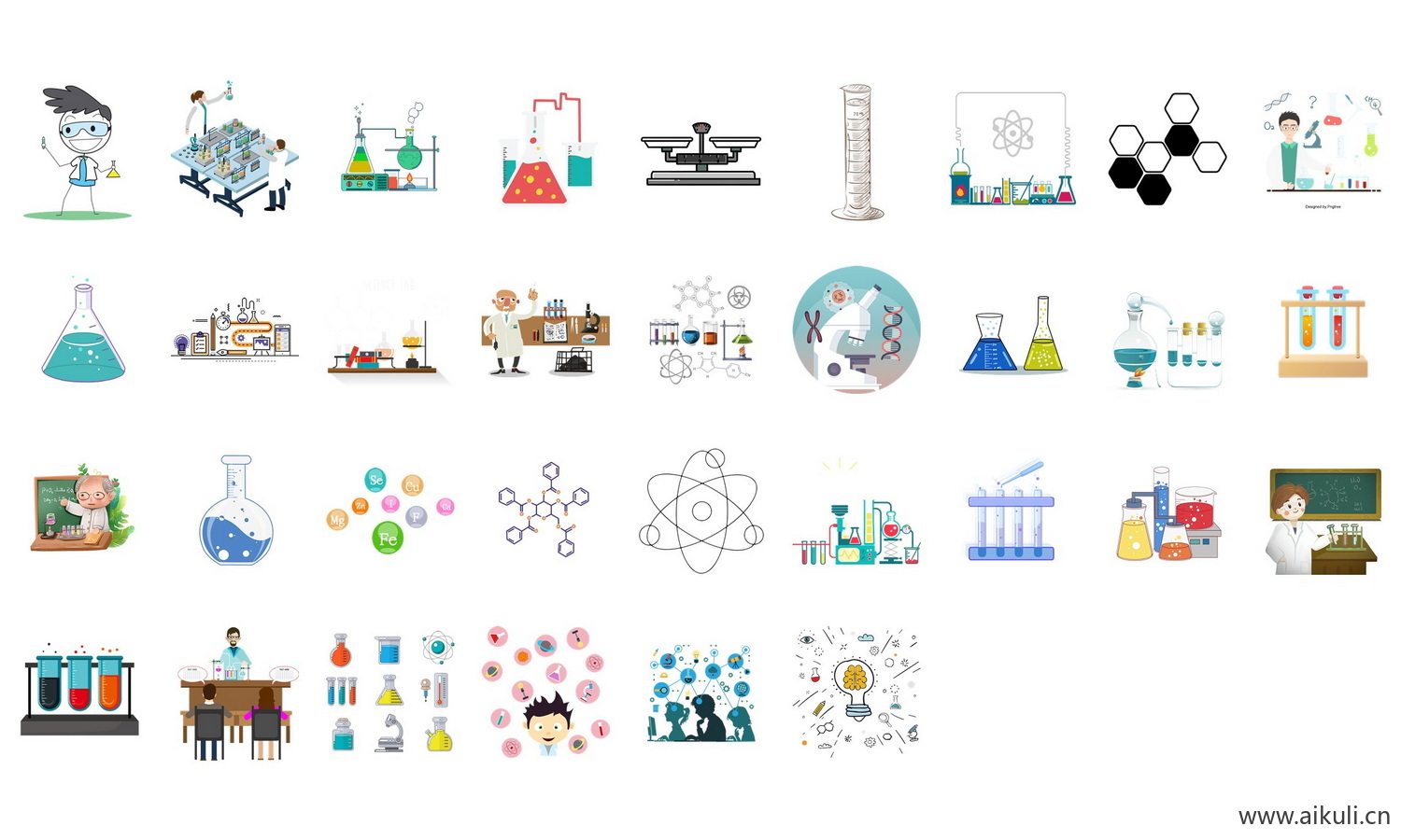 卡通化学实验人物化学实验设备器材化学分子化学PNG免扣