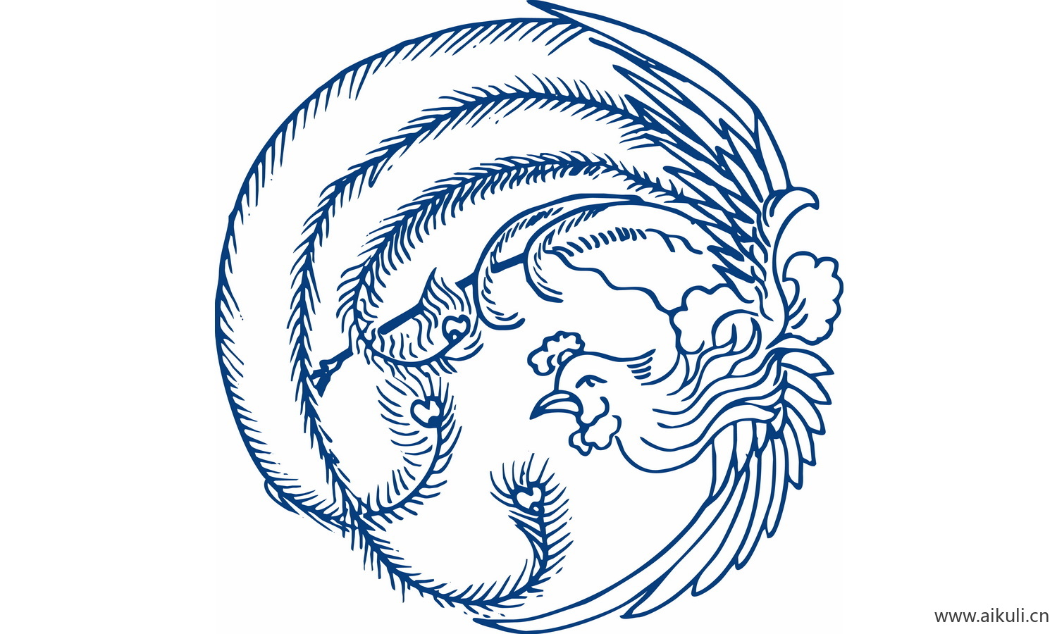 青花瓷龙凤图案PNG-M图形图案