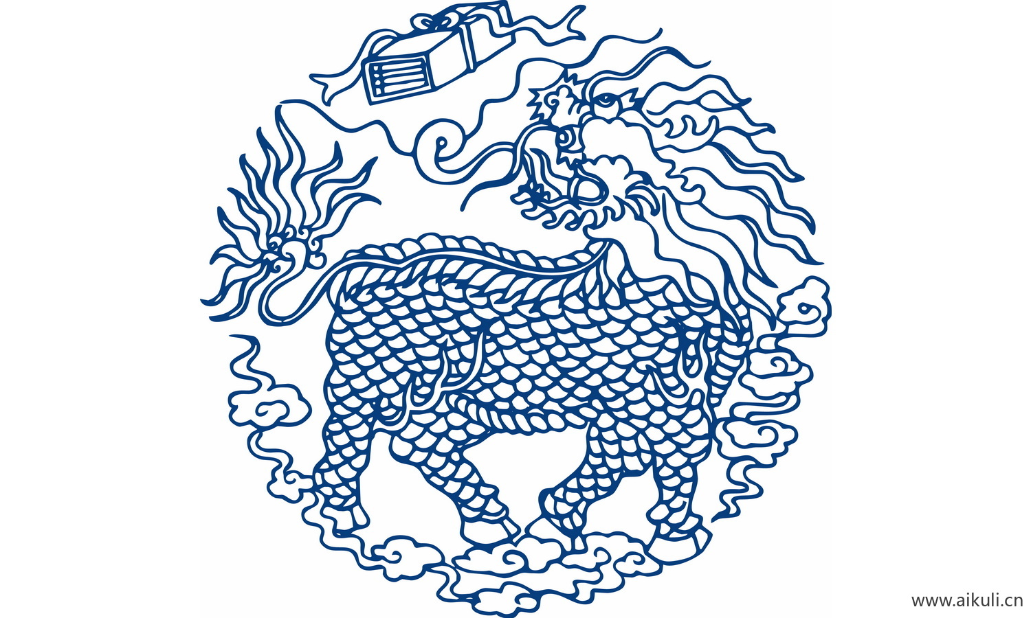 圆形青花瓷图案PNG-CD图形图案