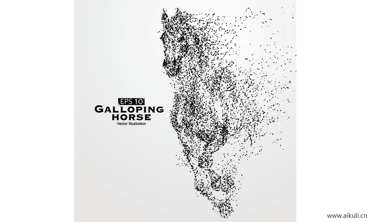 抽象体育运动粒子剪影动物骏马奔腾奔跑图案元素AI-I矢量设计素材