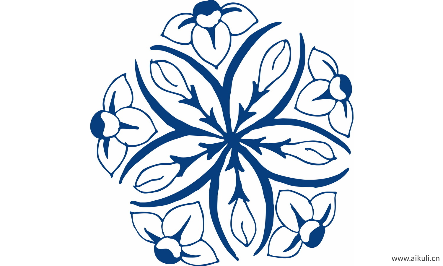 青花瓷植物图案PNG-X图形图案