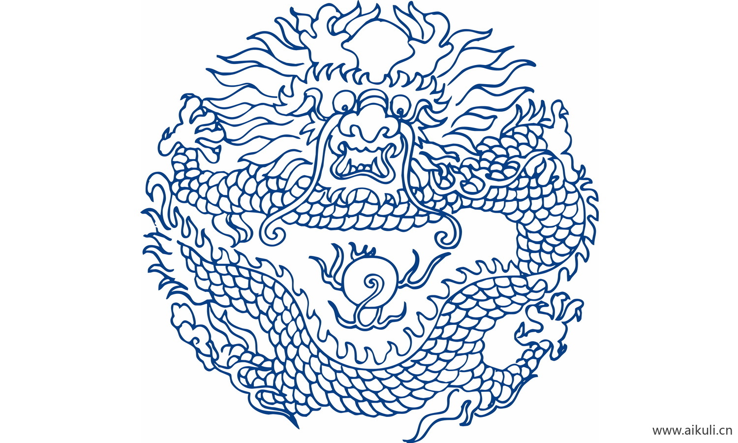 青花瓷龙凤图案PNG-A图形图案
