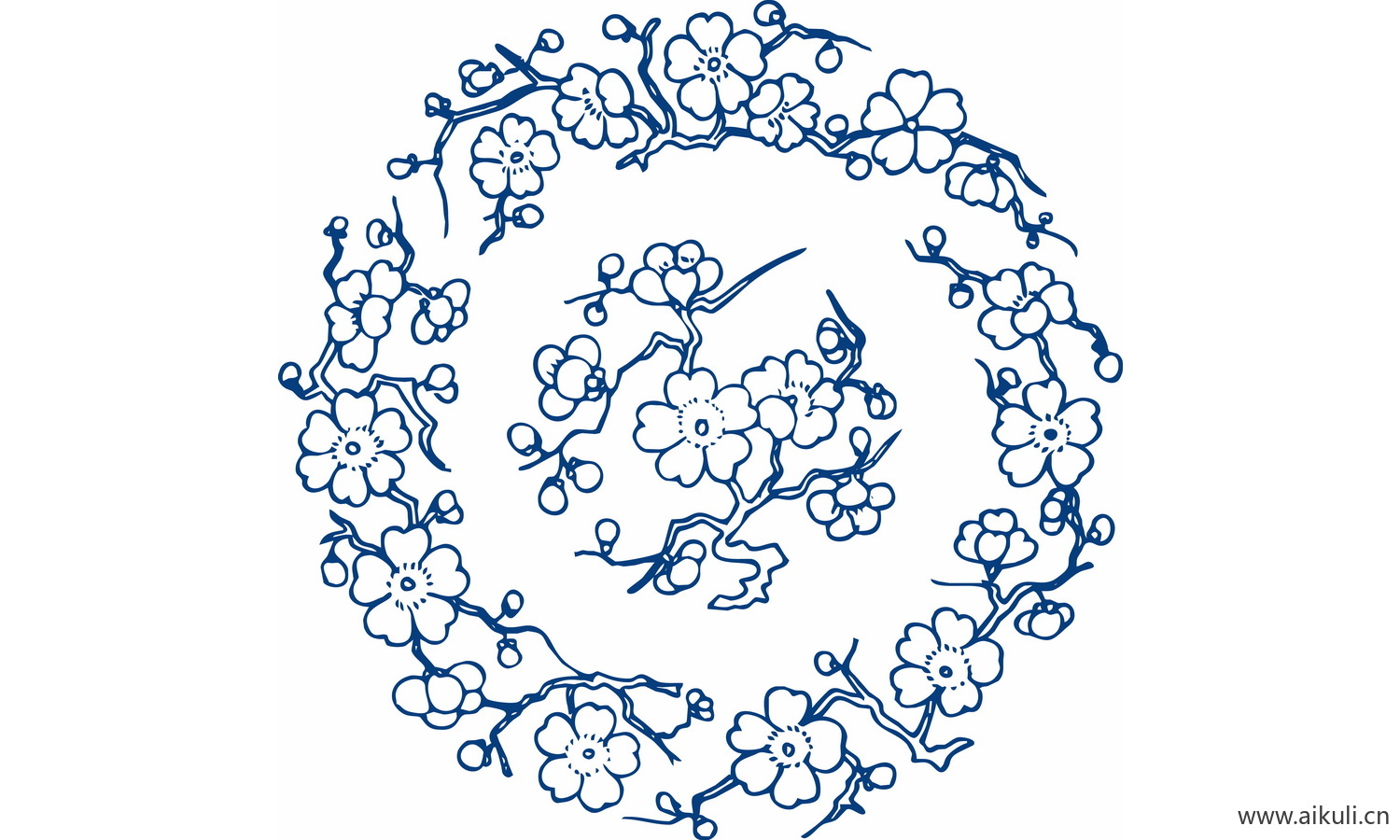 圆形青花瓷图案PNG-M图形图案