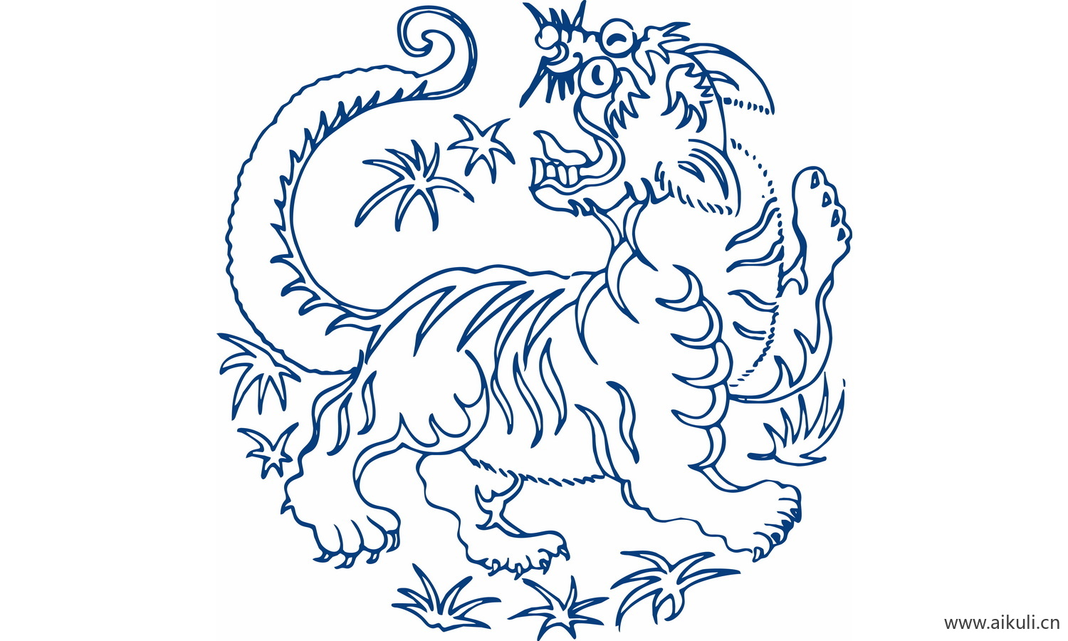 青花瓷龙凤图案PNG-BC图形图案