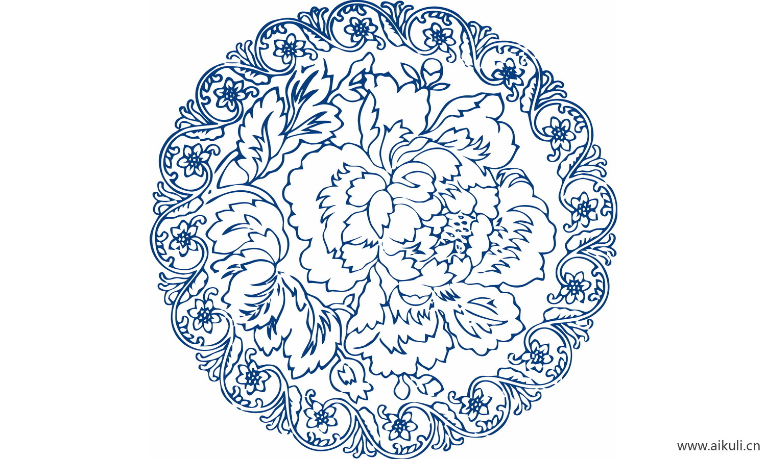 圆形青花瓷图案PNG-BV图形图案