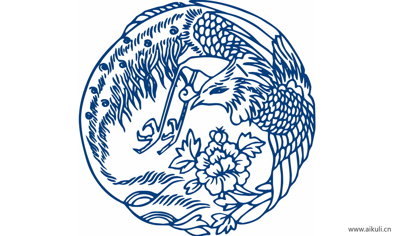 青花瓷龙凤图案PNG-BB图形图案