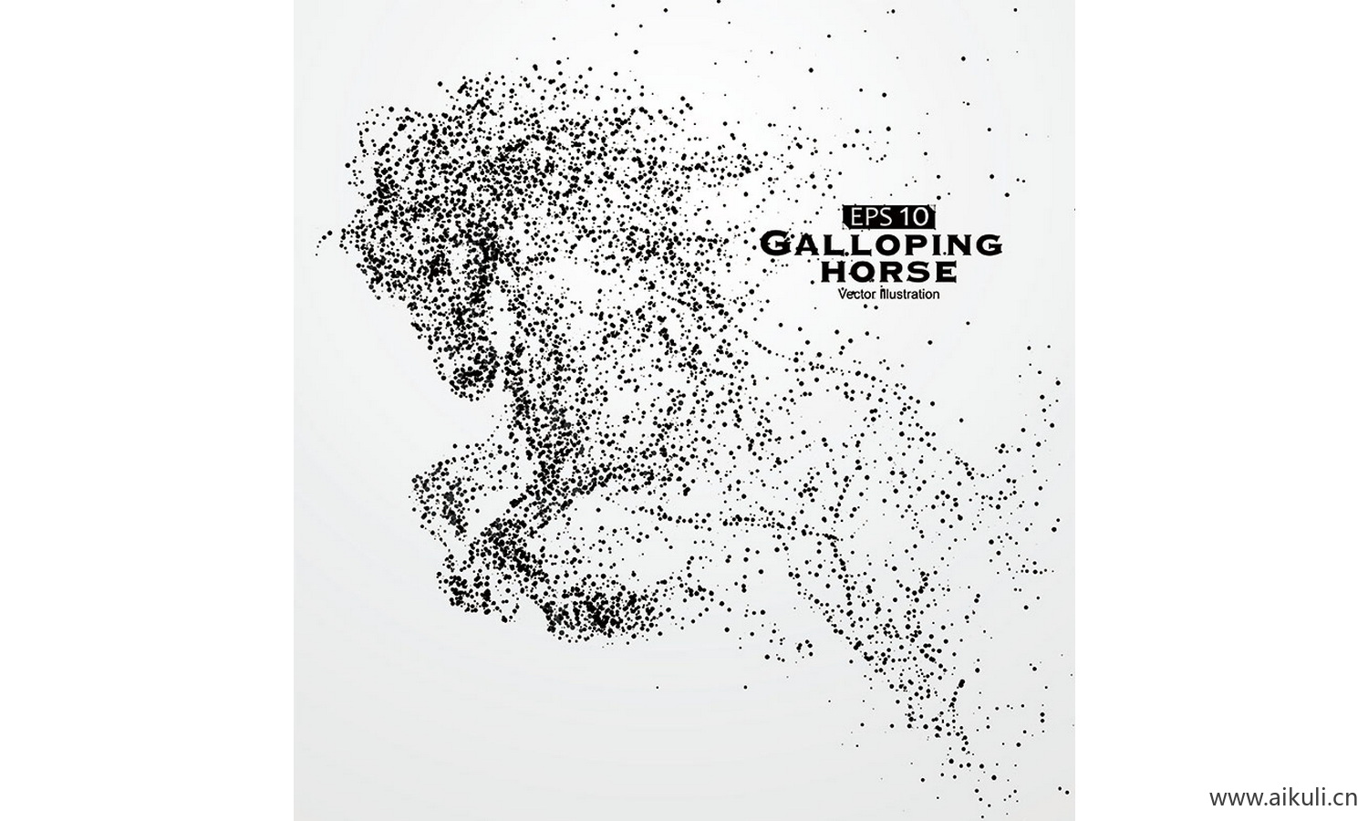抽象体育运动粒子剪影动物骏马奔腾奔跑图案元素AI-M矢量设计素材