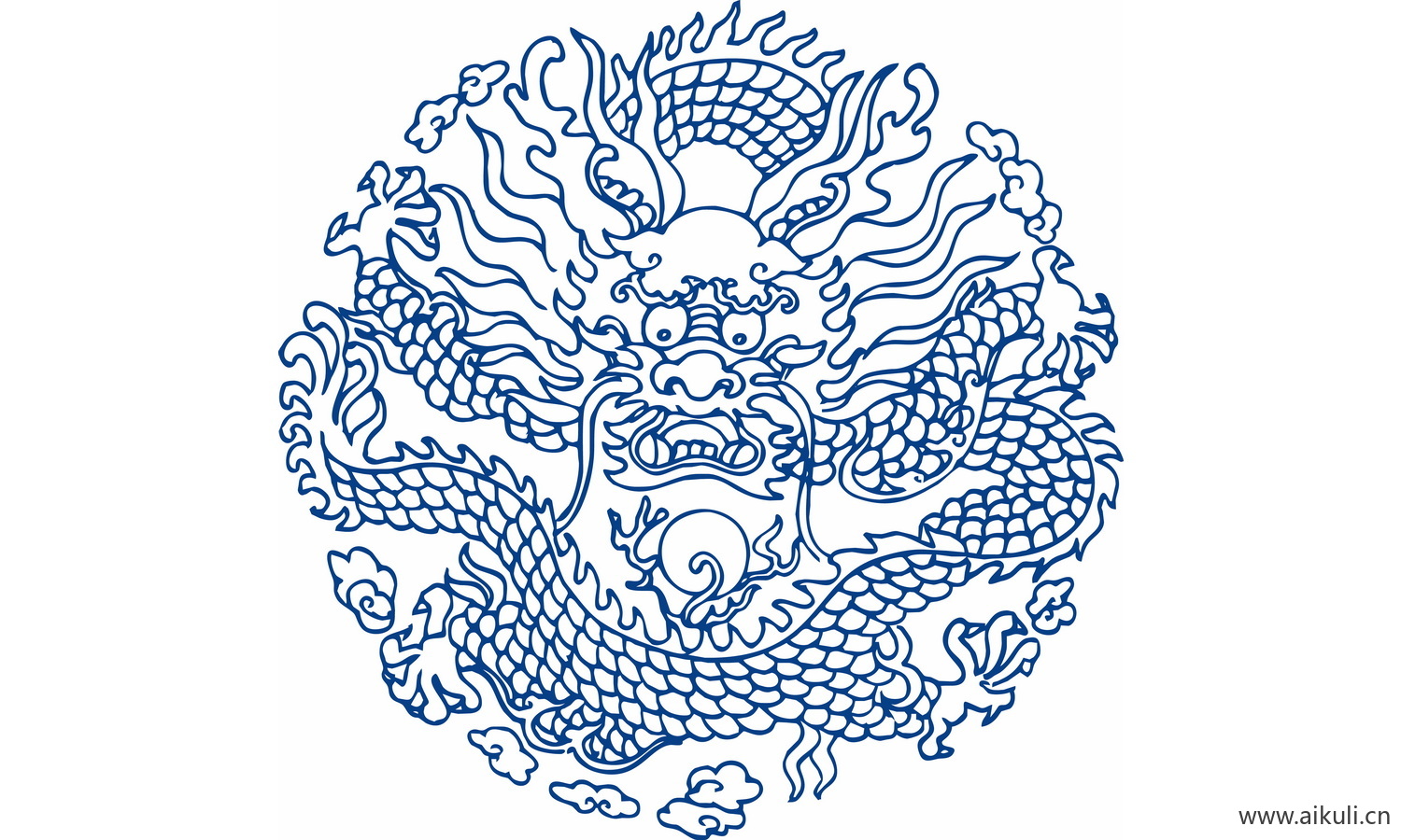 青花瓷龙凤图案PNG-W图形图案