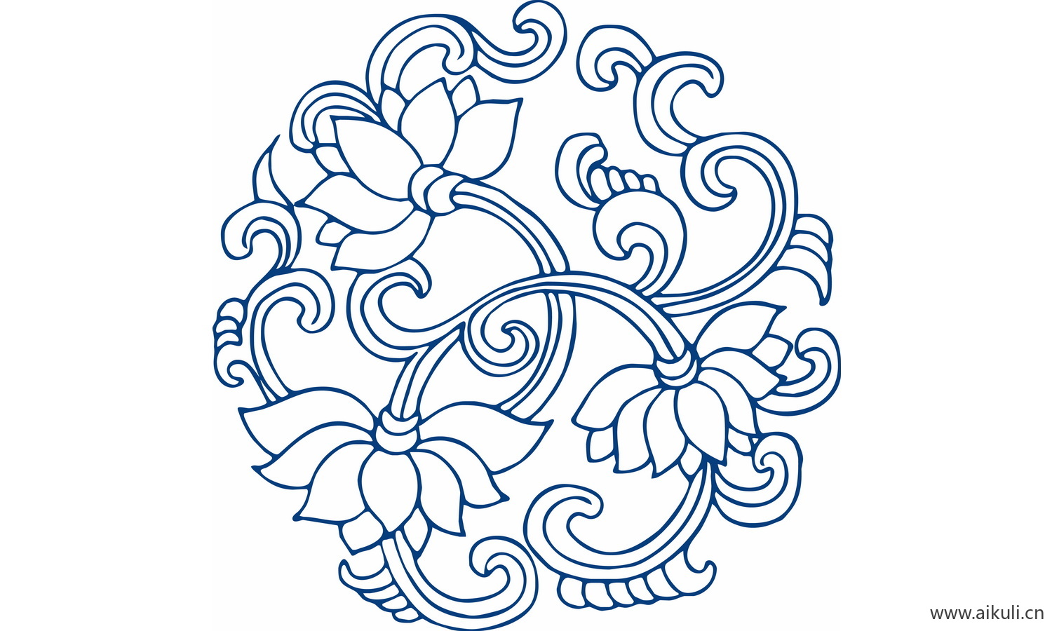 圆形青花瓷图案PNG-BH图形图案