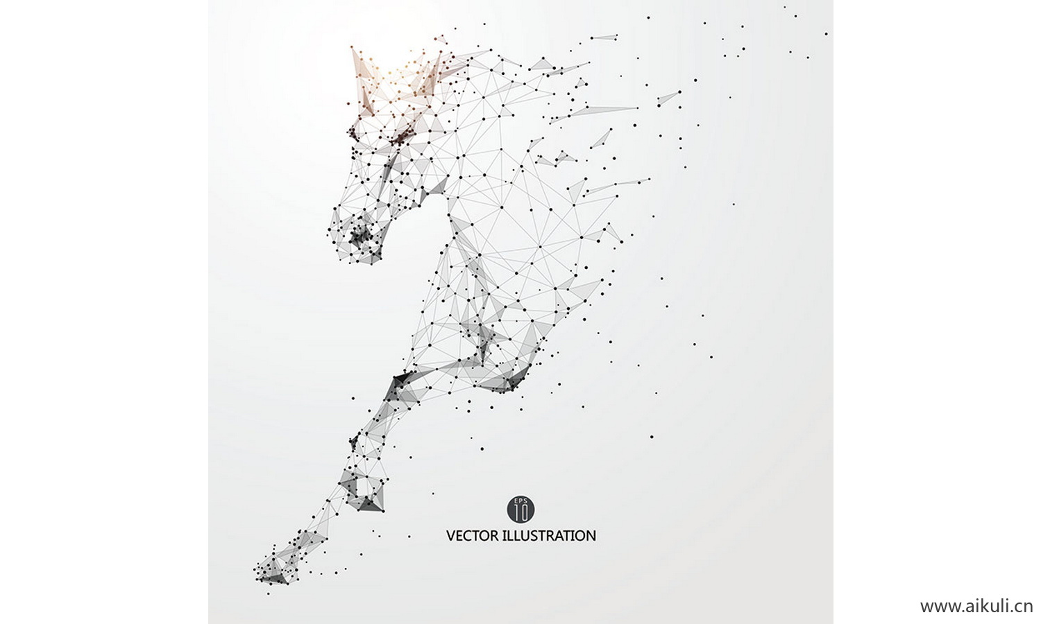 抽象体育运动粒子剪影动物骏马奔腾奔跑图案元素AI-R矢量设计素材