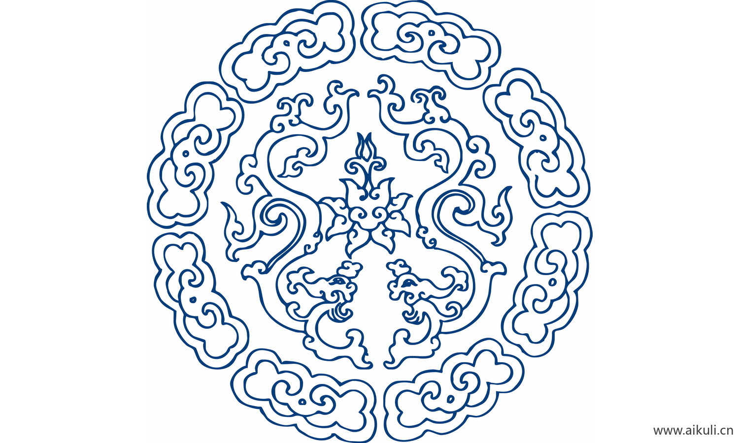 圆形青花瓷图案PNG-S图形图案