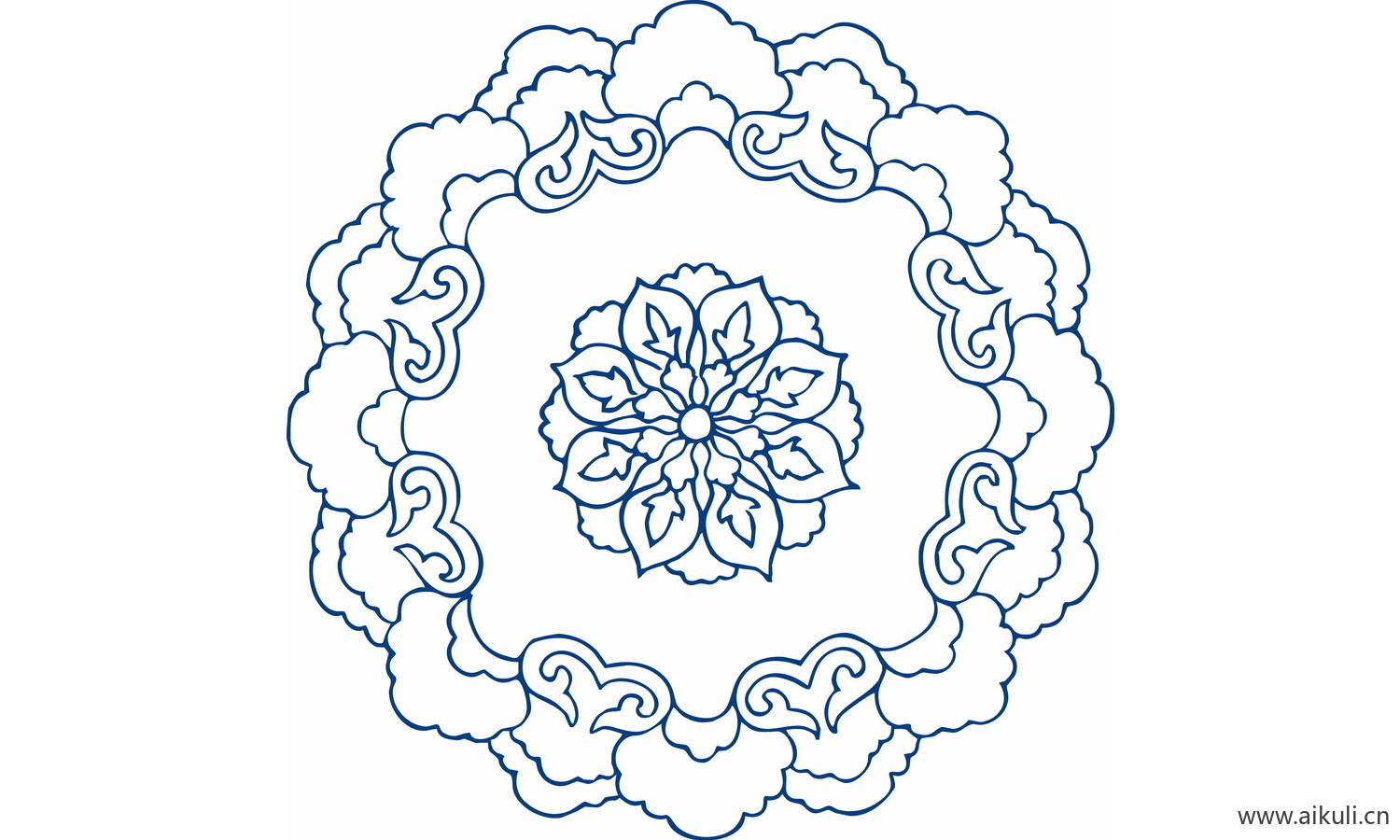 圆形青花瓷图案PNG-E图形图案