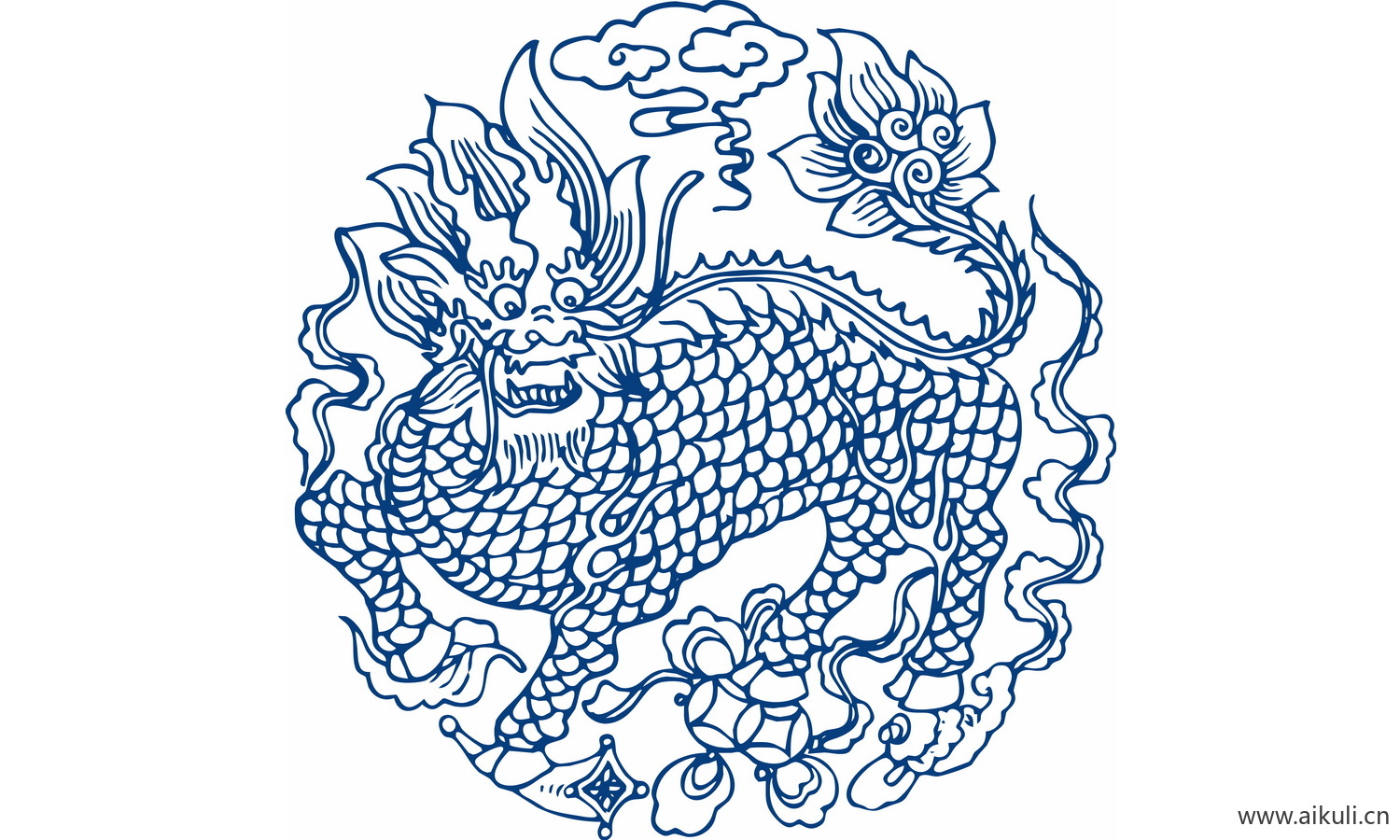青花瓷龙凤图案PNG-Y图形图案