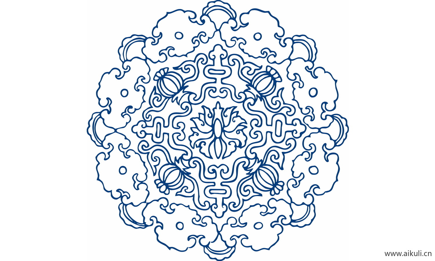 圆形青花瓷图案PNG-D图形图案