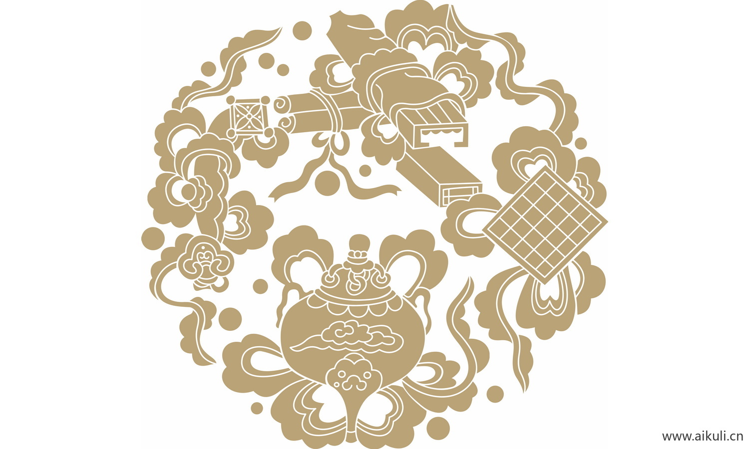 圆形图案中式传统吉祥纹样EPS-F矢量图