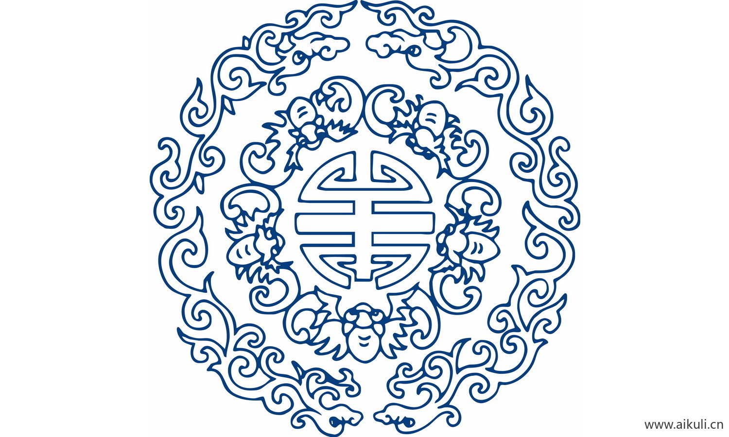 圆形青花瓷图案PNG-W图形图案