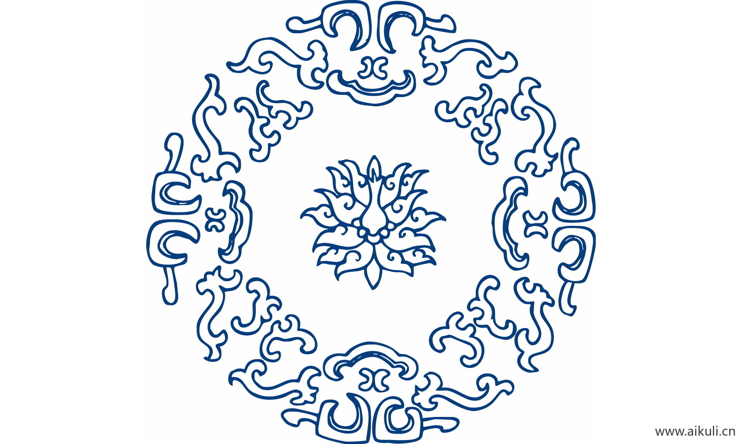 圆形青花瓷图案PNG-I图形图案