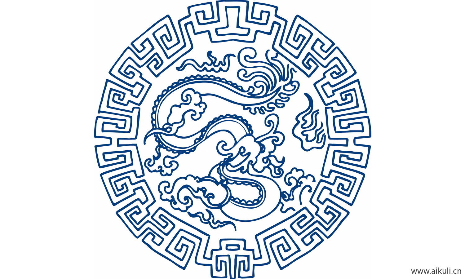 圆形青花瓷图案PNG-F图形图案