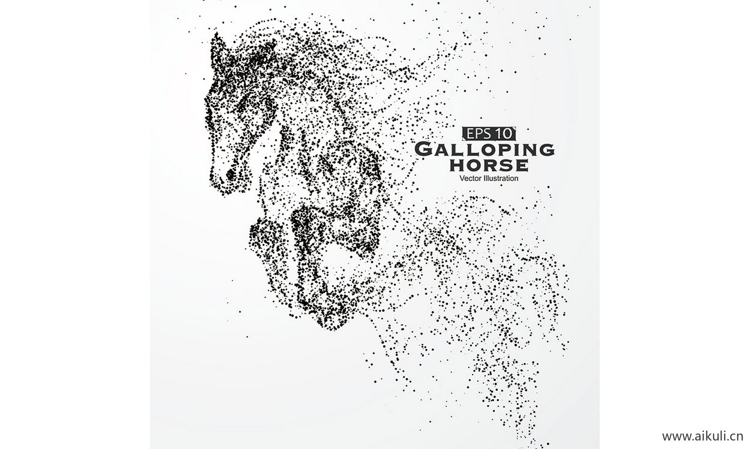 抽象体育运动粒子剪影动物骏马奔腾奔跑图案元素AI-G矢量设计素材