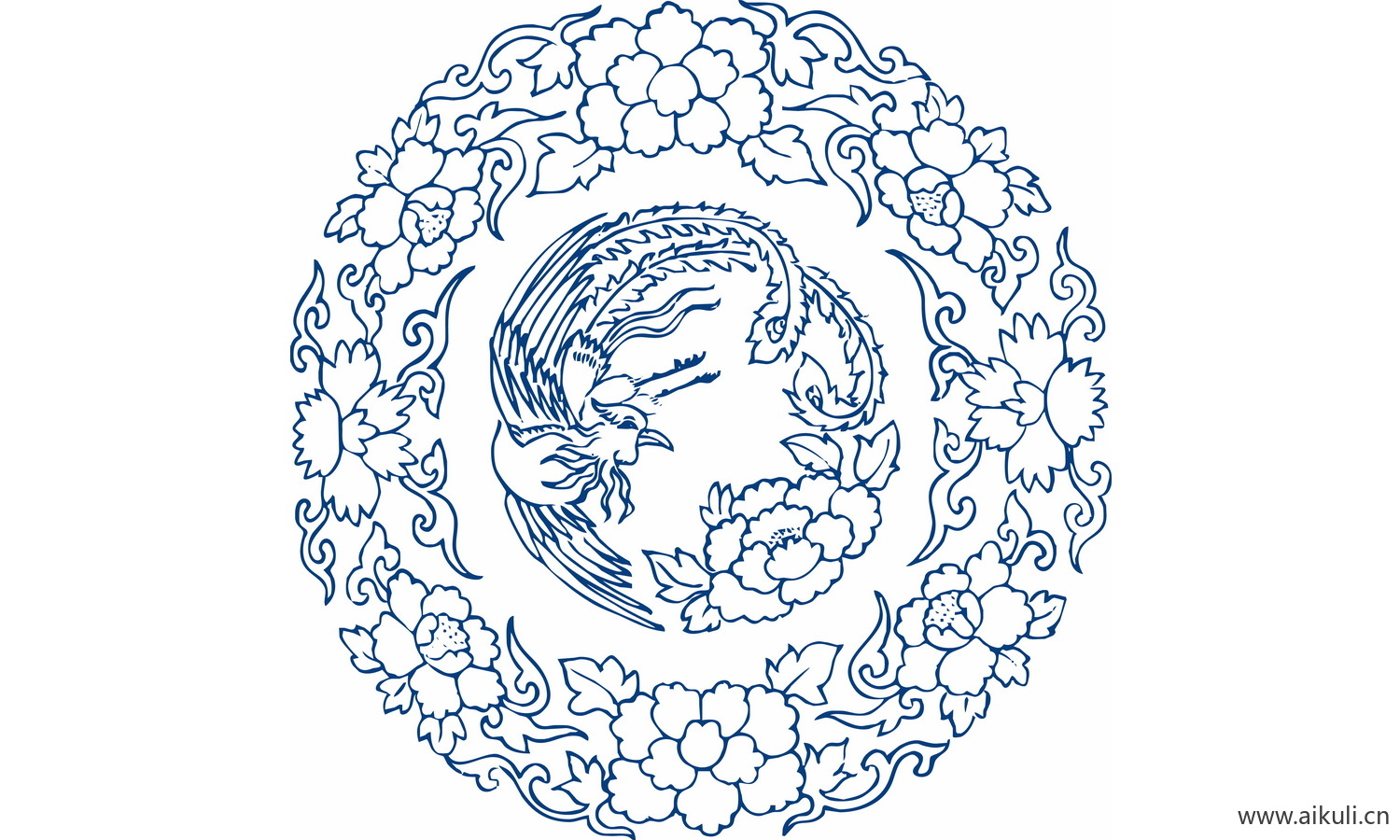 圆形青花瓷图案PNG-R图形图案