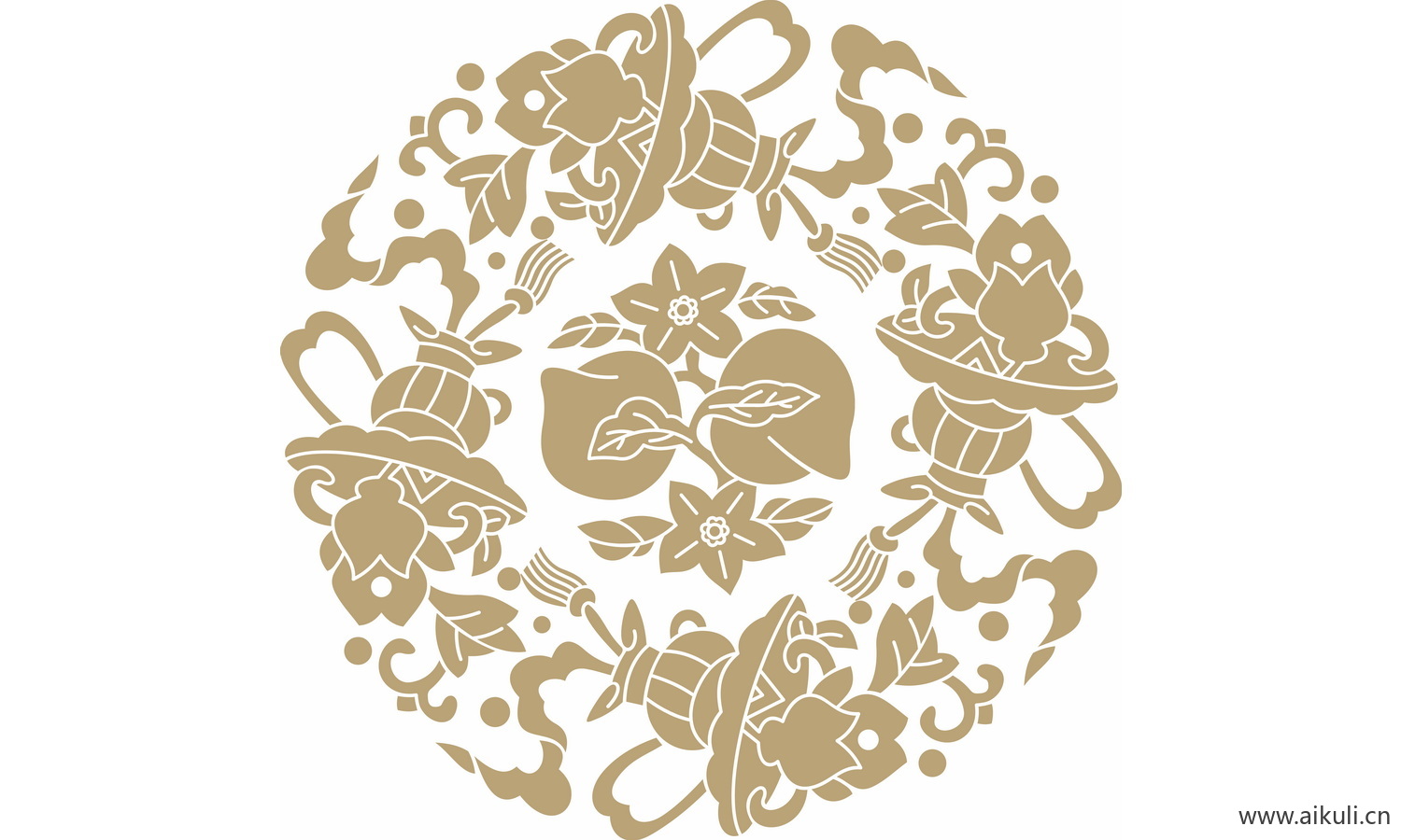 圆形图案中式传统吉祥纹样EPS-N矢量图