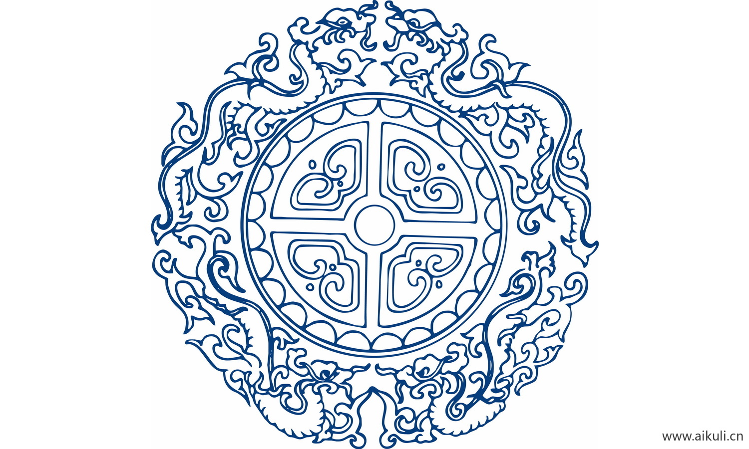 圆形青花瓷图案PNG-CI图形图案