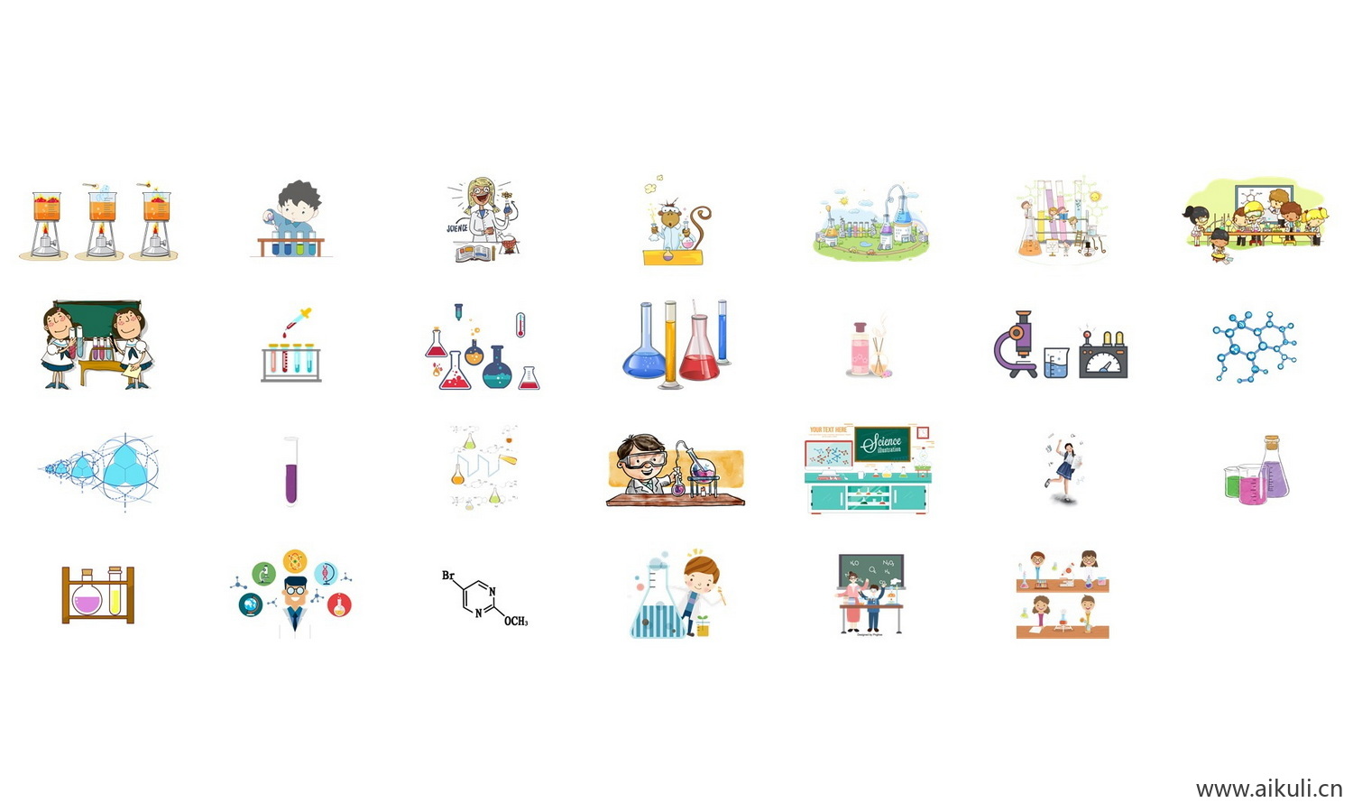 化学实验人物化学实验设备器材化学分子化学插画PNG免扣