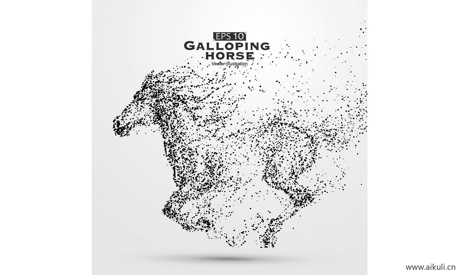 抽象体育运动粒子剪影动物骏马奔腾奔跑图案元素AI-J矢量设计素材