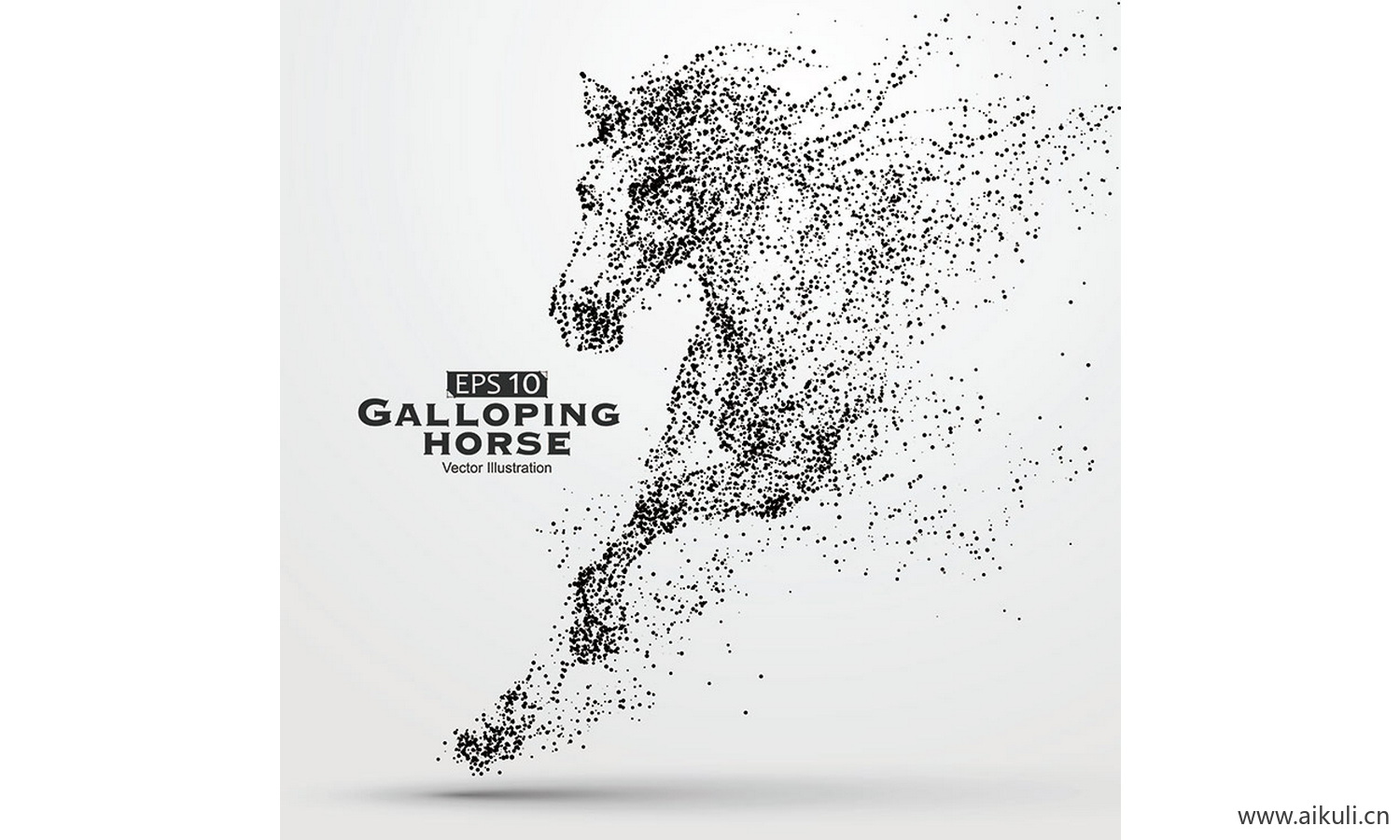 抽象体育运动粒子剪影动物骏马奔腾奔跑图案元素AI-H矢量设计素材