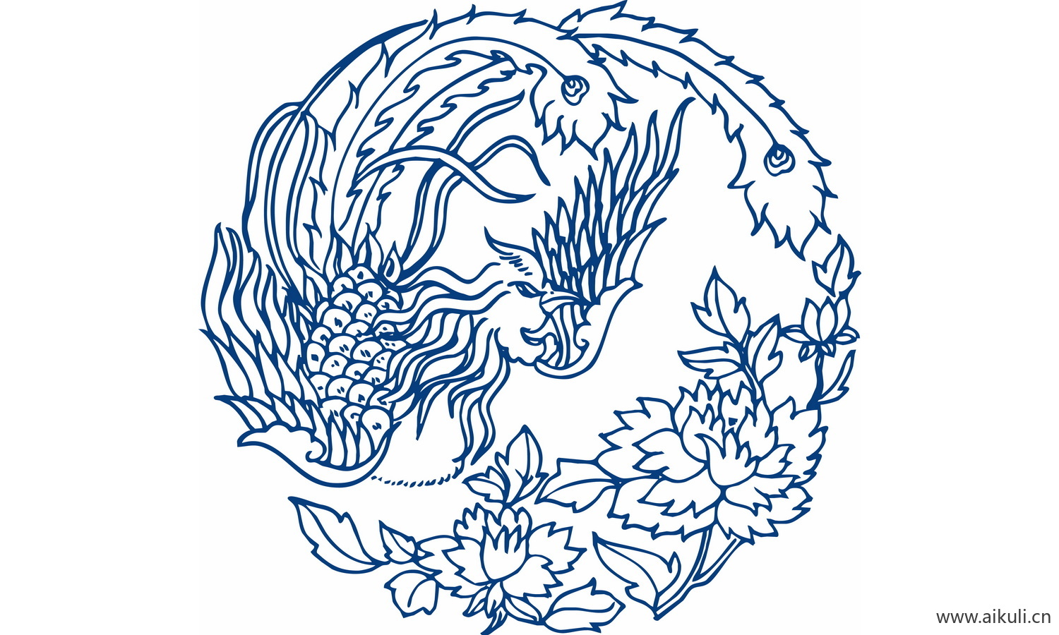 圆形青花瓷图案PNG-X图形图案