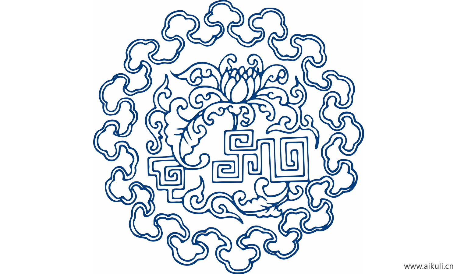 圆形青花瓷图案PNG-BB图形图案