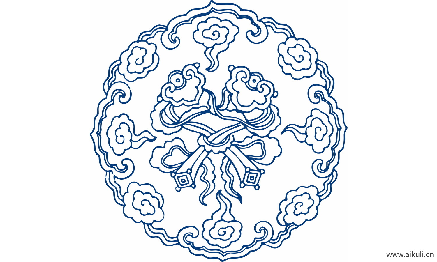 圆形青花瓷图案PNG-CG图形图案