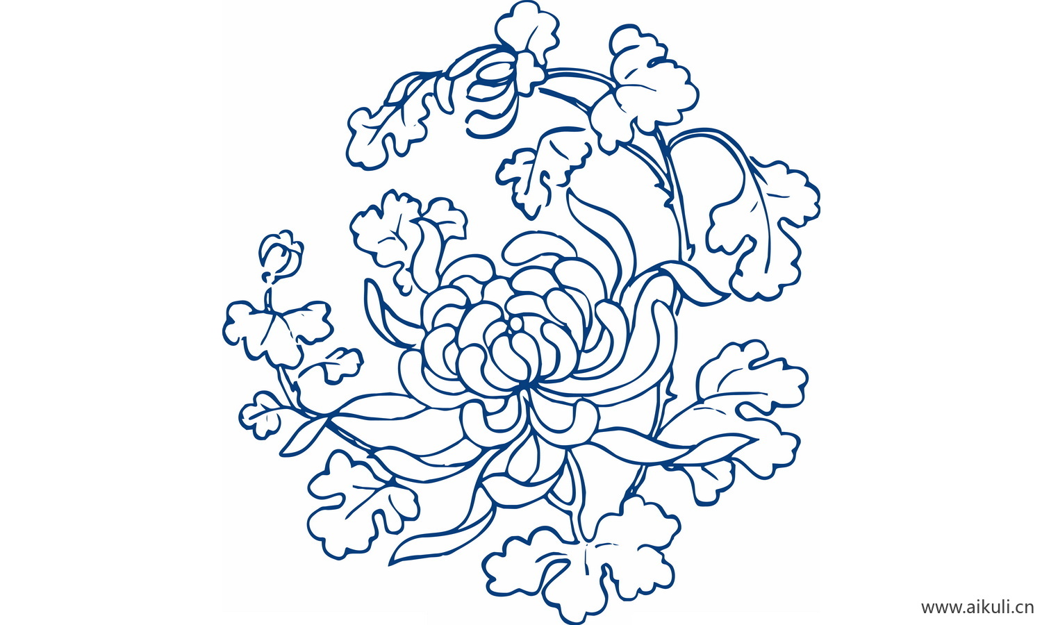 青花瓷植物图案PNG-Q图形图案